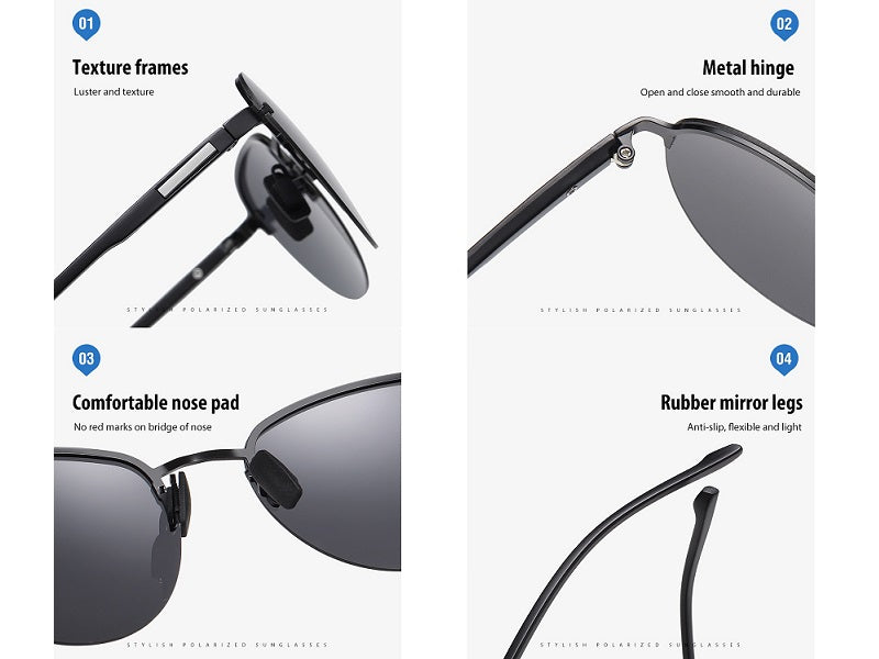 BLACK/ DARK GREEN HD Polarized Lens Sunglasses Anti-Blue Ray Hydrophobic