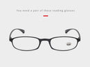Black 4.0 Reading Glasses Readers Rectangular Business Plastic Frame Unisex