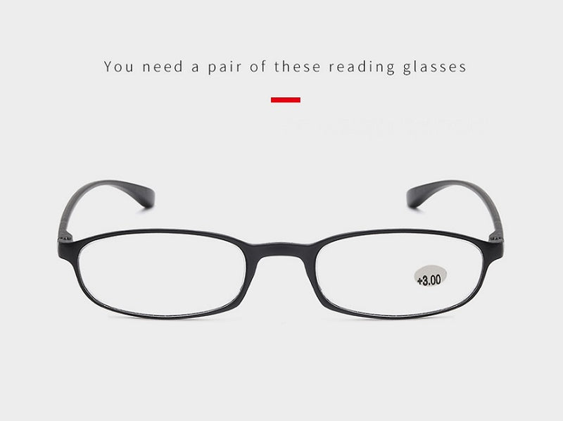 Black 4.0 Reading Glasses Readers Rectangular Business Plastic Frame Unisex
