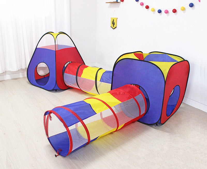 4PCS Pop-Up Square Triangle Tunnel Play Tent Kit Set