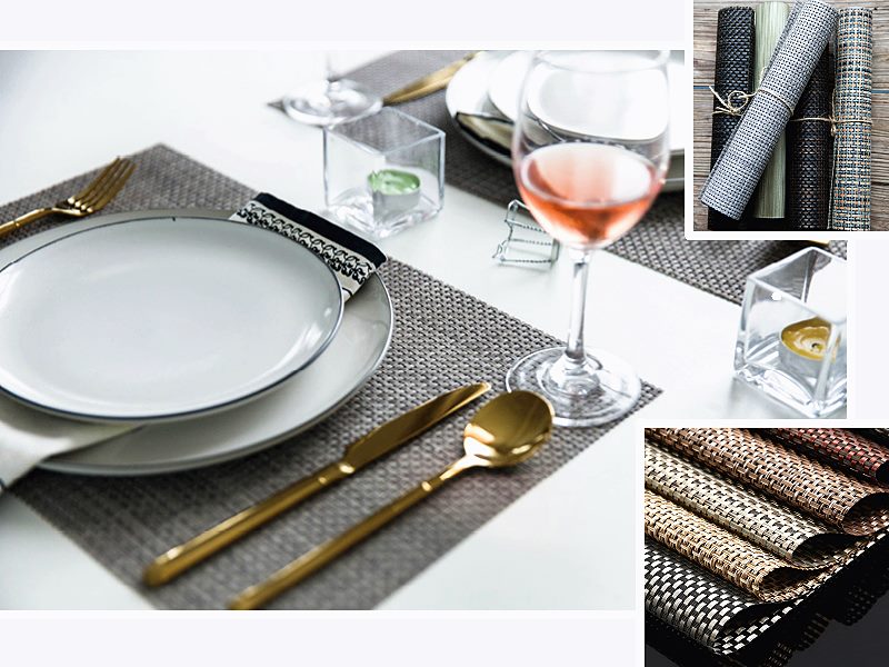 4PCS PVC Kitchen Waterproof Insulation Mat Dining Table Place Settings BROWN MIX