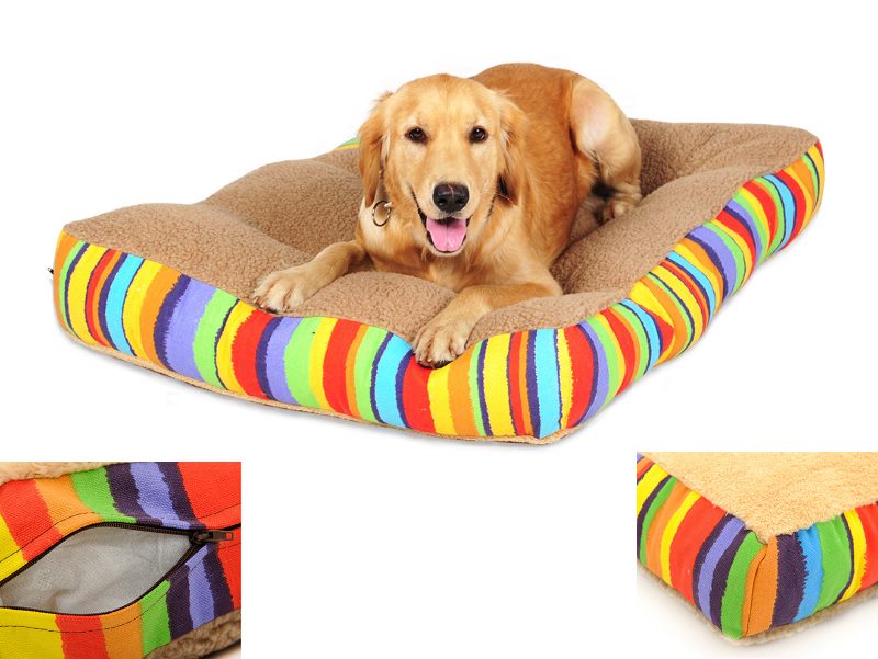 90cm Wide Soft Fleece Fabric Pet/Dog Bed Washable Rainbow Colour (L)