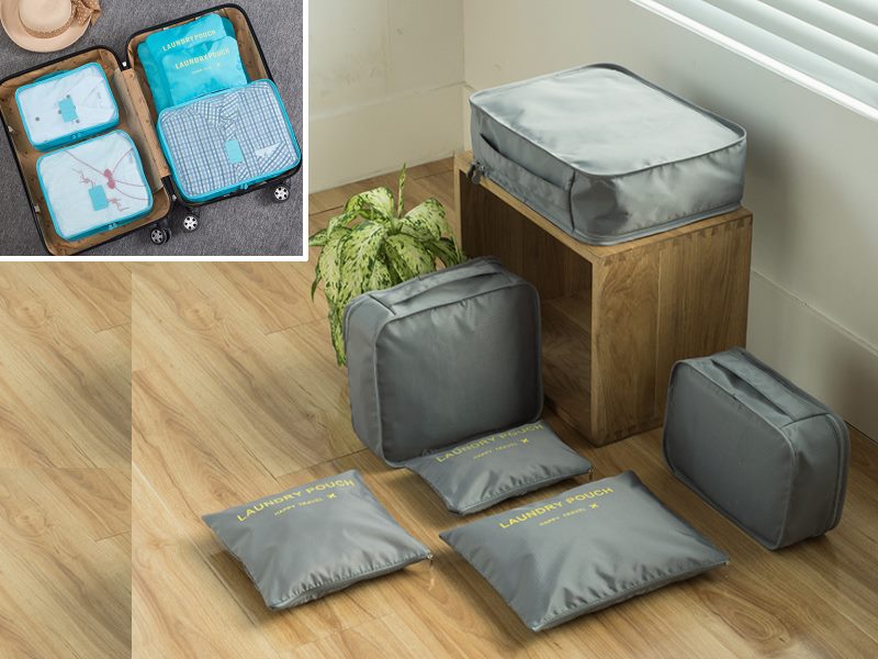 6-Piece Travel Storage Bag Set - Luggage Packing Cubes, Clothes Organizer Suitcase
