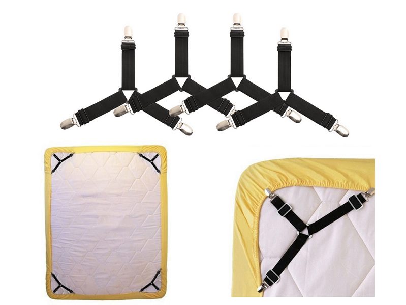 4pcs Adjustable Triangle Bed Mattress Sheet Holder Straps Clips Gripper Fastener