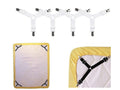 4pcs Adjustable Bed Mattress Sheet Holder Straps Clips Gripper Fastener - WHITE