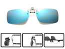 BLUE Night Vision Anti Glare Polarized Clip On Driving Glasses Sunglasses