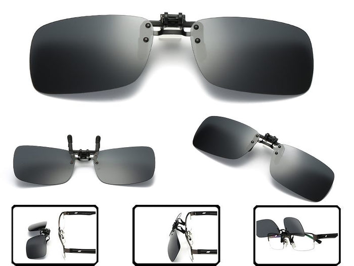 BLACK Night Vision Anti Glare Polarized Clip On Driving Glasses Sungla