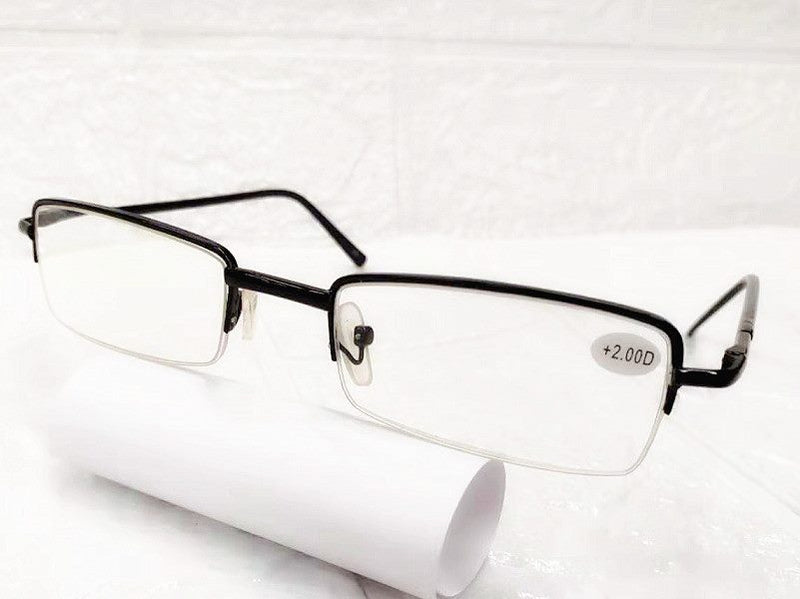 Ultra Light Reading Glasses Readers Rectangular Half Metal Frame 3.00