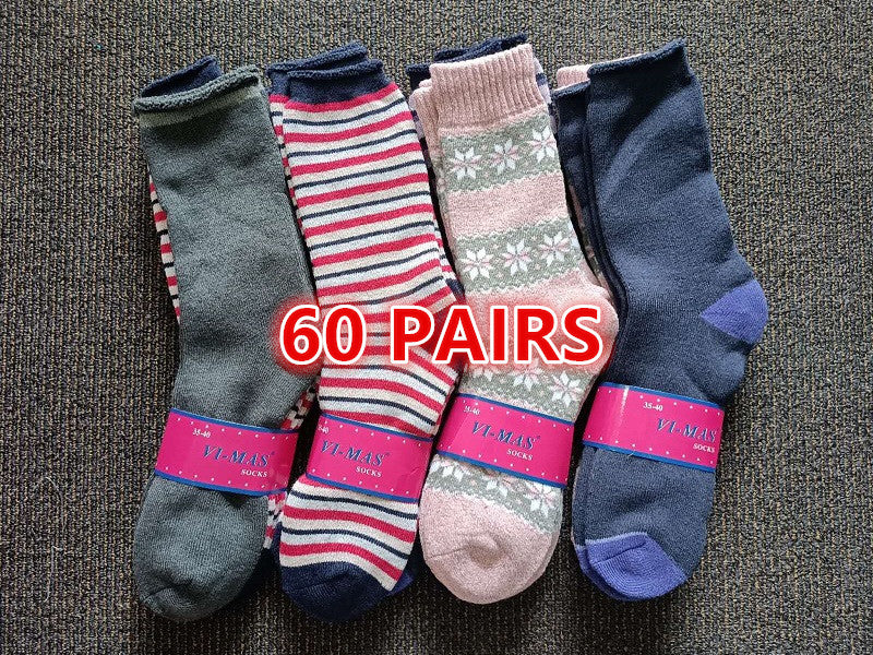 Thick Socks 60 Pairs Women's Thick Thermal Crew Socks, Size 6-10, Random