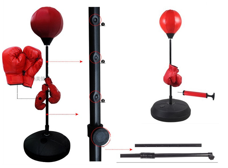 Punch Speed Ball Gloves Set Free Standing Punching Boxing Bag Home GYM Training