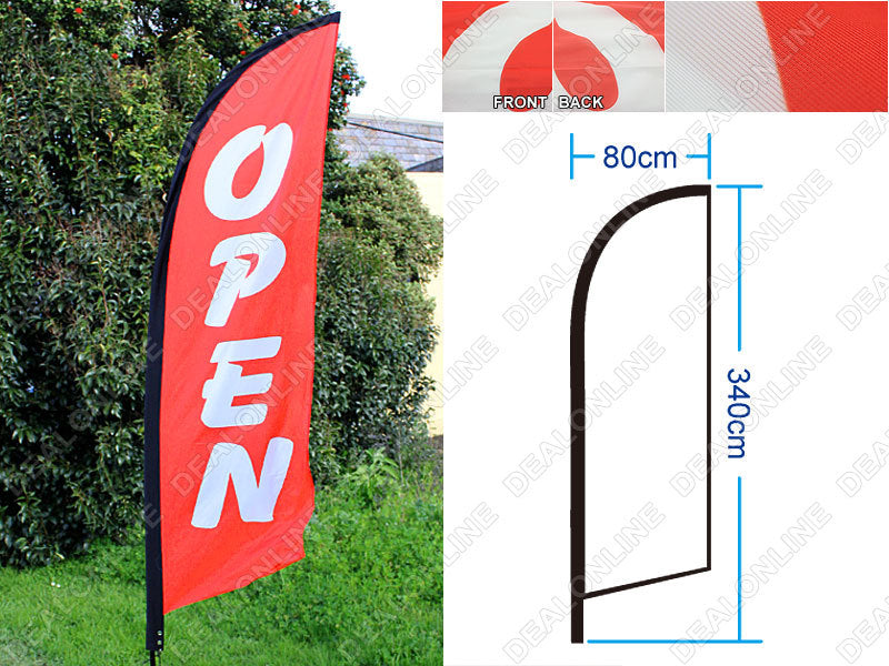 'OPEN' 4m Sign Commercial Feather Banner Flag
