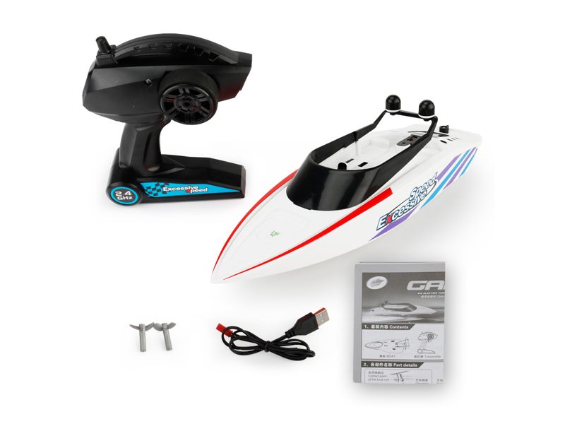 RC Boat 32CM Control Electric Boat Speedboat for Summer Children Toy White