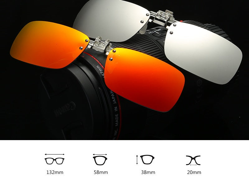 YELLOW Night Vision Anti Glare Polarized Clip On Driving Glasses Sunglasses