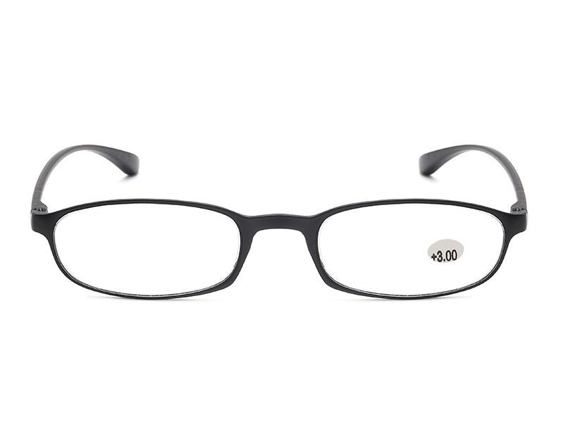 Black 4.0 Reading Glasses Readers Rectangular Business Plastic Frame Unisex