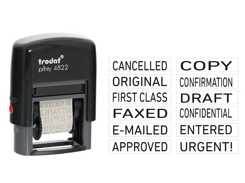 Self-Inking 1-Line Trodat 4822 Text 'COPY' 'FAXED' Stamp - 26X4MM