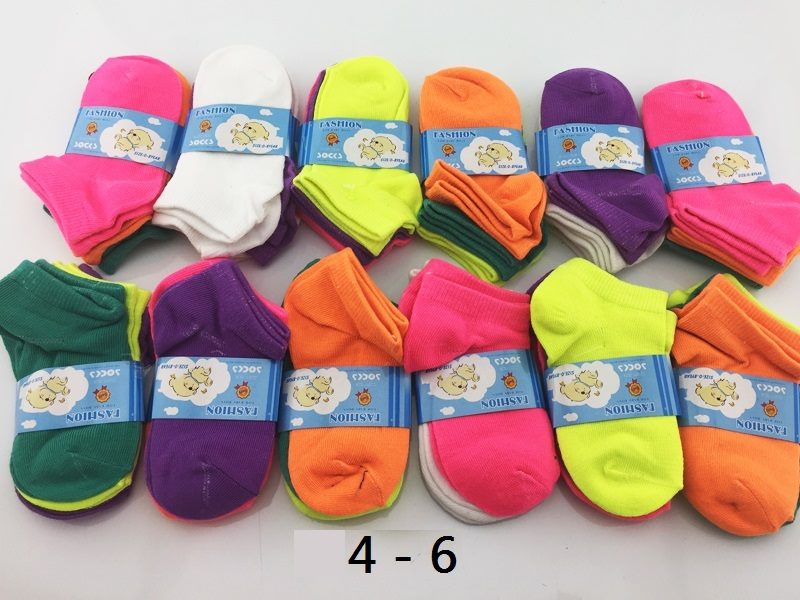 (12 Pairs) Candy Colour Kids' Ankle Socks 4 - 6