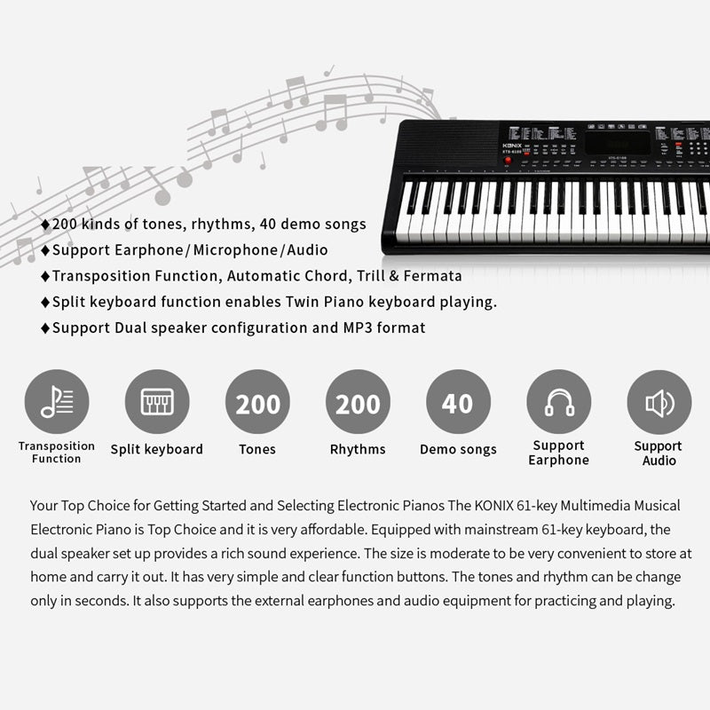 61-KEY MULTIMEDIA MUSICAL ELECTRONIC PIANO - PORTABLE ELECTRONIC PIANO