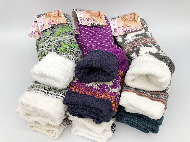 Thick Socks (12 Pairs) Women Winter Warm Thermal Fleece Socks