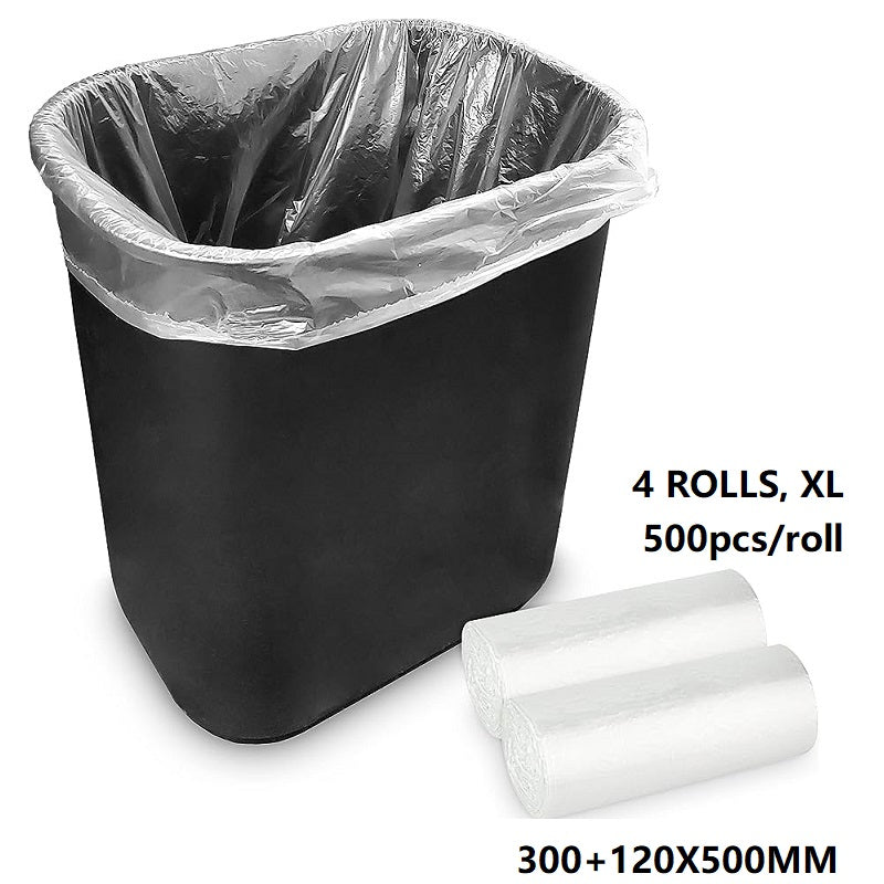 (4 ROLL/1ctn) XL (300+120X500MM) Clear Trash Bag Rubbish - 500pcs/roll