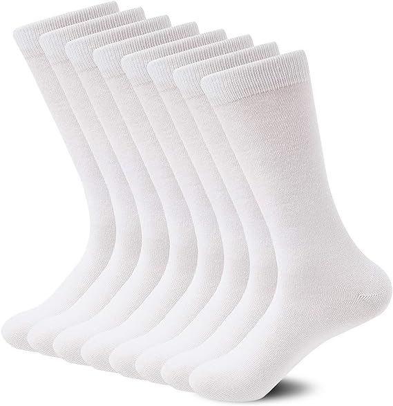 12 Pairs White Socks Business Socks Crew Socks Dress Socks Men's - SIZE7-10