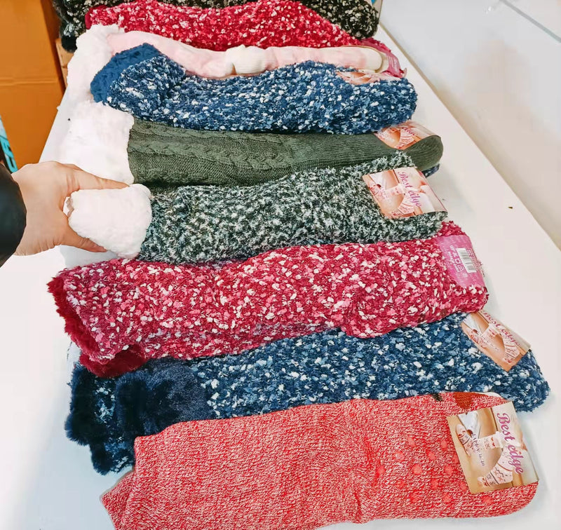 (3 Pairs) THERMAL FLEECE- LINED FUZZY COSY SOCKS