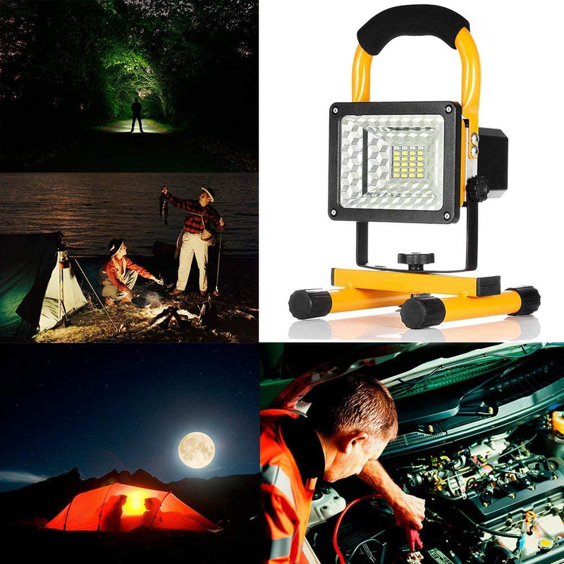 Rechargeable Portable LED Work Light with Stand,24LEDs,30W, Waterproof