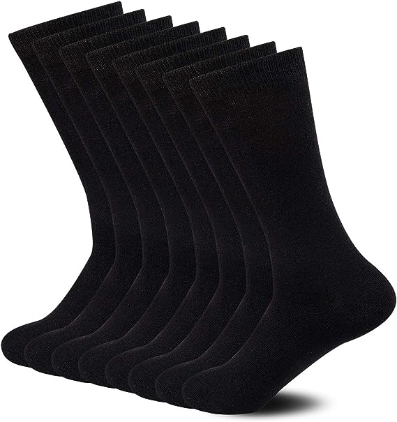 Black Socks Business Socks Crew Socks Dress Socks (12 Pairs) Men's - SIZE7-10
