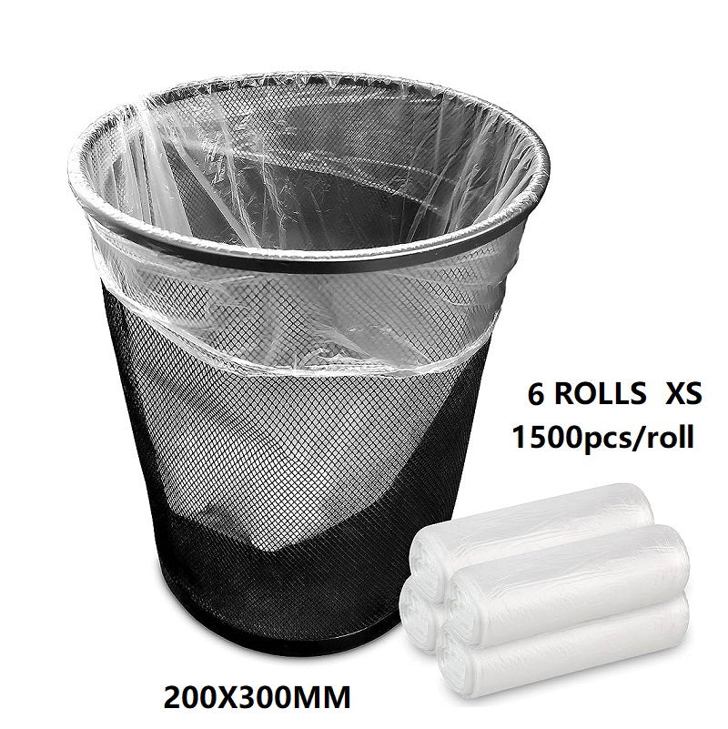 (6 Rolls/1ctn) X-Small (200X300MM)Clear Trash Bag Rubbish, 1500pcs/roll