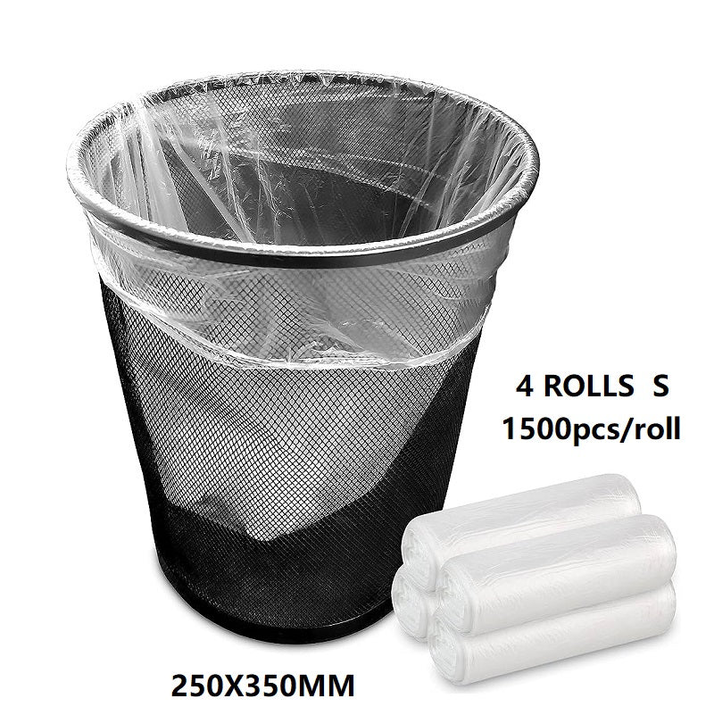 (4 Rolls/1ctn) S(250X350MM) Clear Trash Bag Rubbish, 1500pcs/roll
