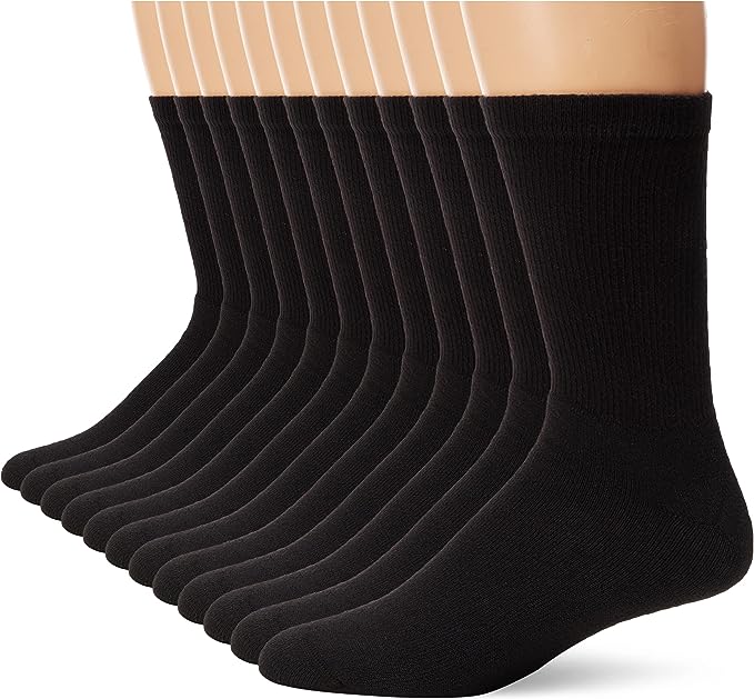 Black Socks Business Socks Crew Socks Dress Socks (12 Pairs) Men's - SIZE7-10