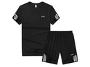 NZ-2XL-Mens 2 Piece Outfit Sport Set Short Sleeve Summer Leisure Short Thin Sets