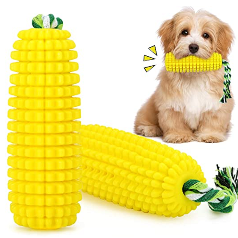 Dog Bite Squeaky Toys TPR Cotton Rope Corn Cute Stuffed