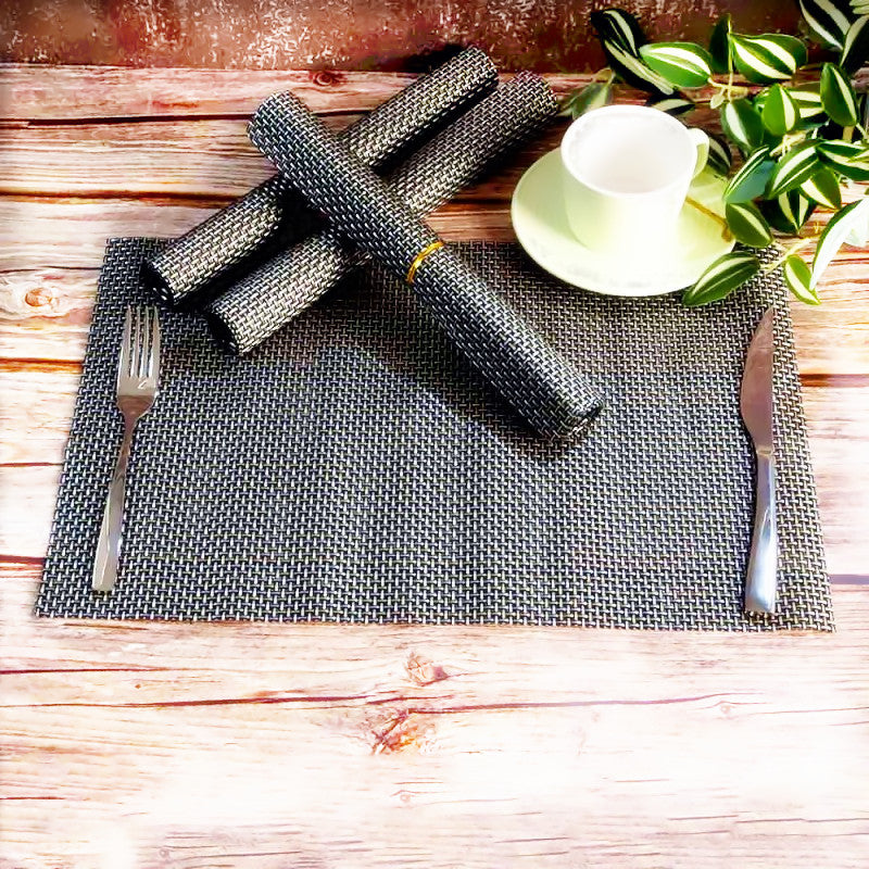 4PCS PVC Kitchen Waterproof Insulation Mat Dining Table Place Settings BROWN MIX