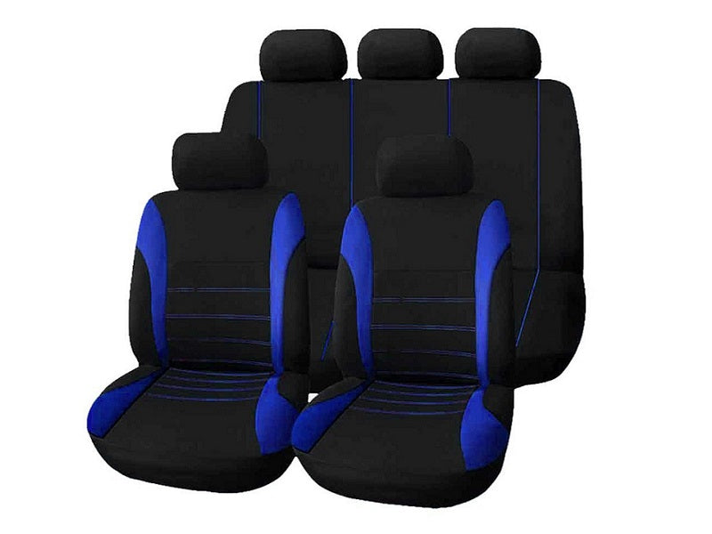BLACK/BLUE Auto Seat Covers Car Truck SUV Van Universal Protectors Polyester