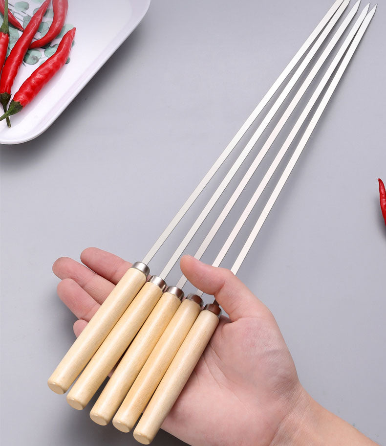 (20PCS/PACK) L 33.5cm Wooden Handle Stainless Steel BBQ Skewers