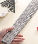 100pcs L 35cm Stainless Steel BBQ Skewers Round Roast Needle Stick Shish Kebab