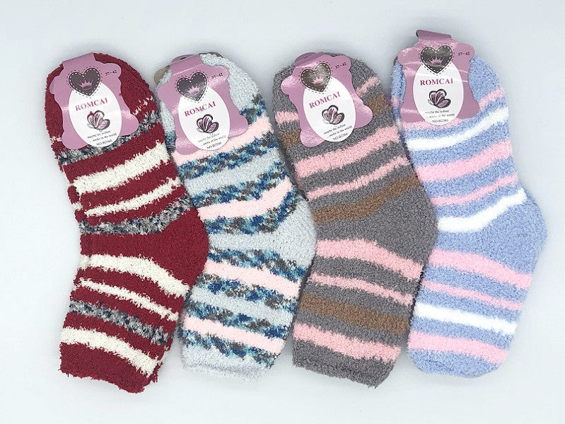 Soft & Warm Fleece Socks (12 pairs) Plush Slipper Sock Winter Fluffy Microfiber