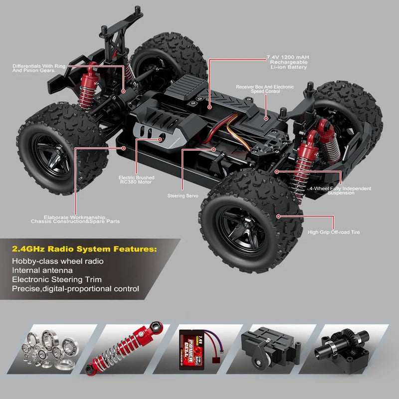 36km/h High Speed 1/18 RC Car Model Remote Control Truck RTR Vehicle Off-road