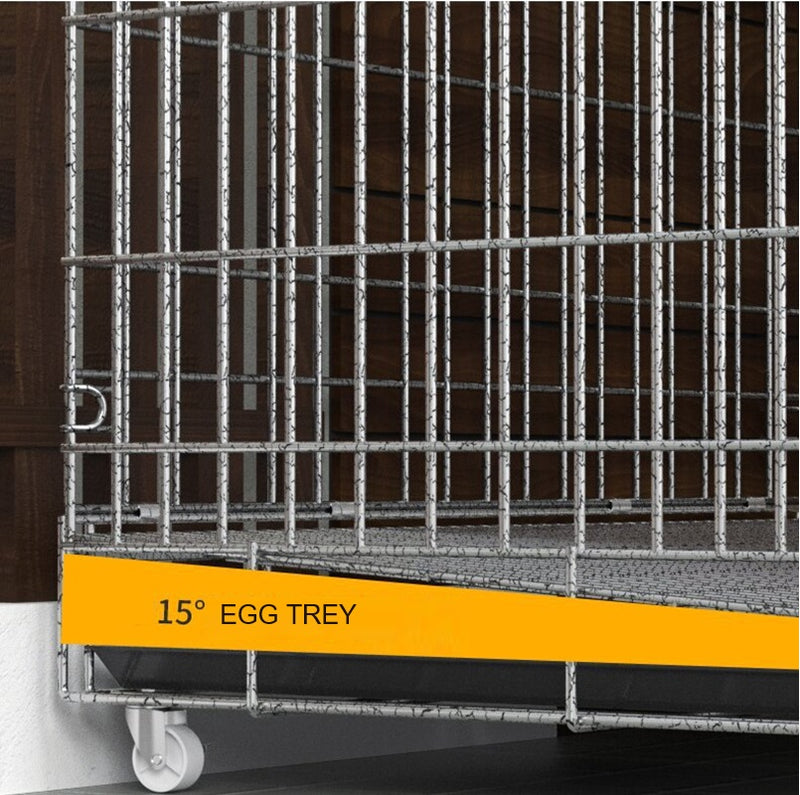 Chicken Coop 120CM Durable Collapsible Metal Cage Egg Tray with Wheels & Cover