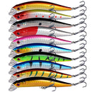 10 Pack Fishing Lures Hard Baits, 3D Eyes Minnow Fishing Lures 9.5cm 8.5g