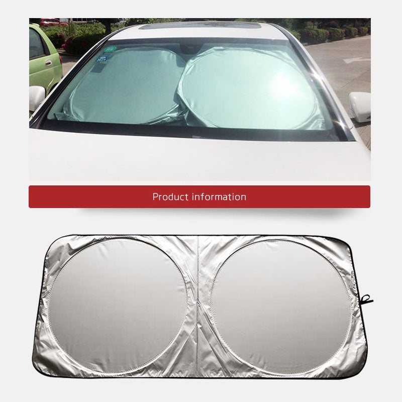 Large Silver Car Sunshade Foldable Double-Circle