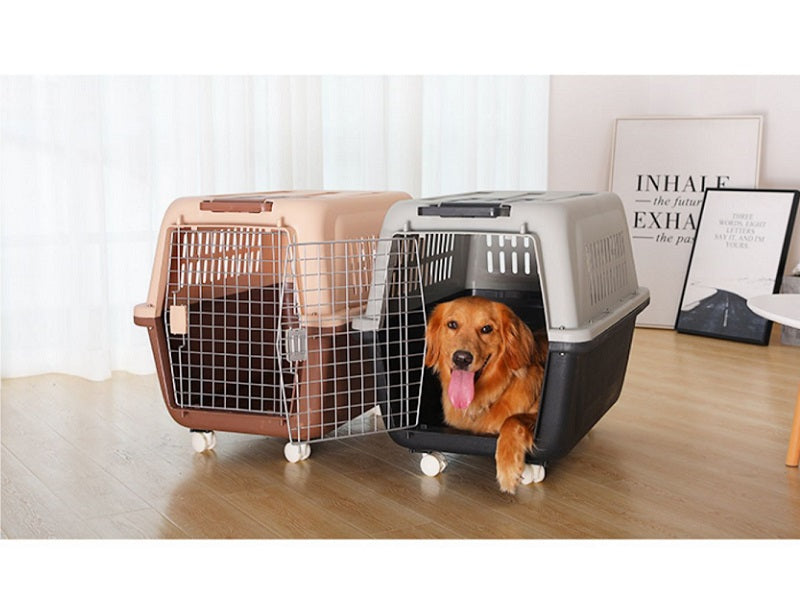 81cm - Wheeled Plastic Airline Travel Cage/Carrier/Crate
