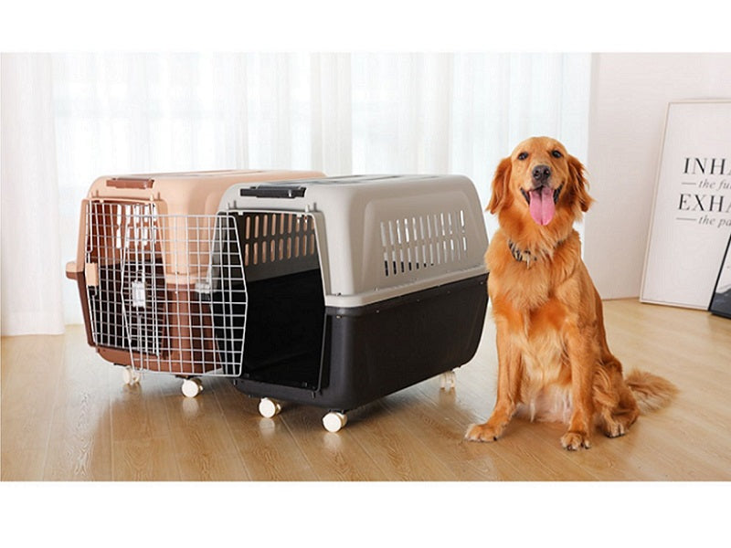 81cm - Wheeled Plastic Airline Travel Cage/Carrier/Crate