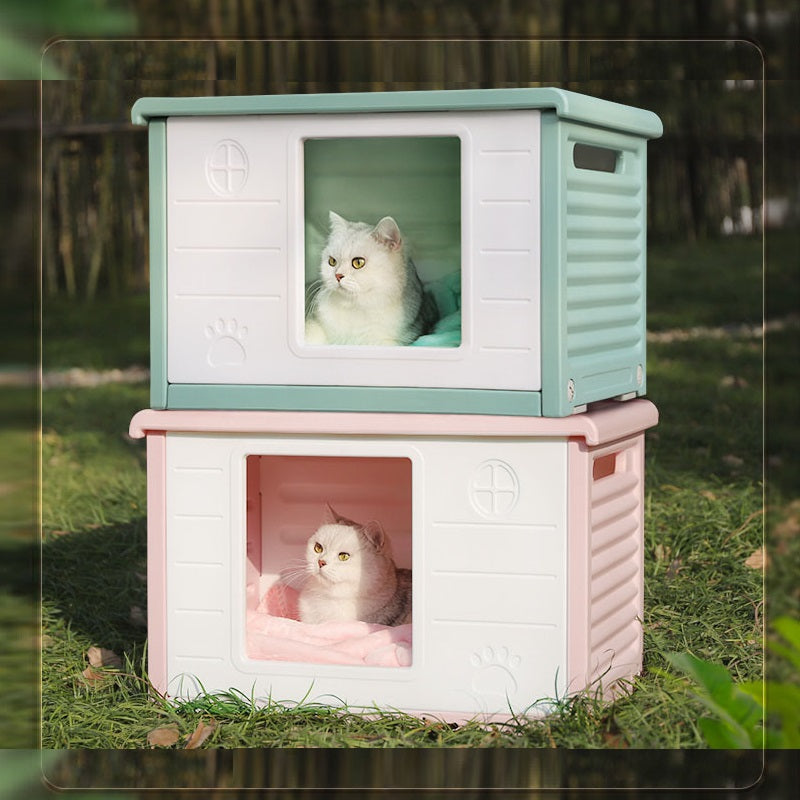 Dog Kennel Cat Outdoor Indoor Pet Plastic Garden House Weatherproof