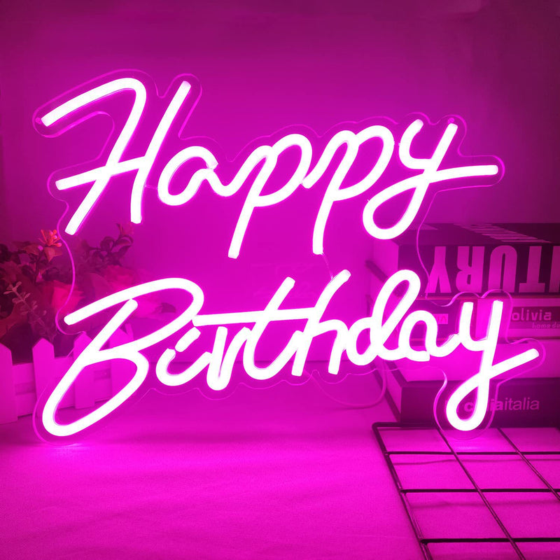 Neon Sign LED Tube Handmade Visual Bar Pub Club Wall Decor 'HAPPY BIRTHDAY'