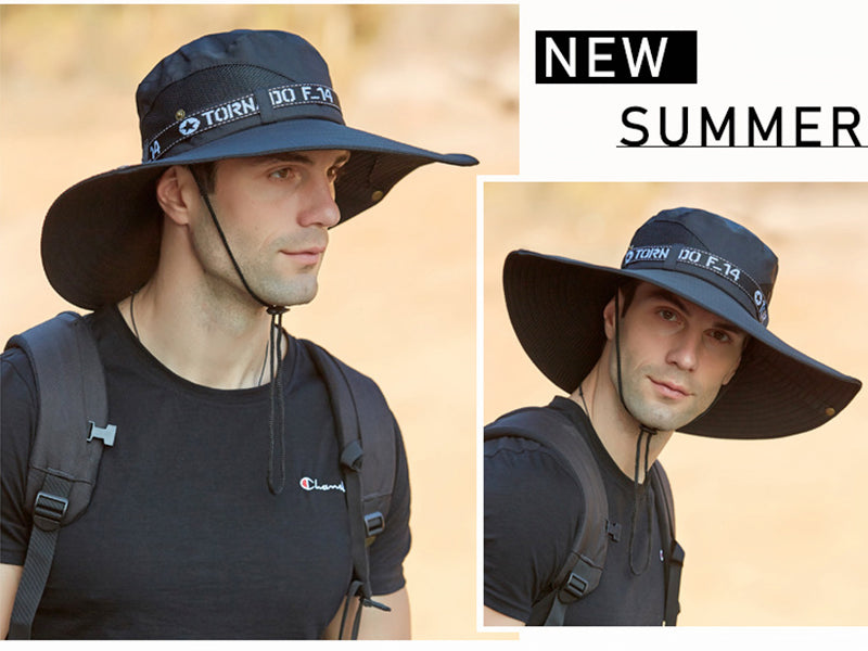 92050-BLACK Sun HatS Wide Brim Bucket Outdoor Fishing Hiking Cap UV Protection