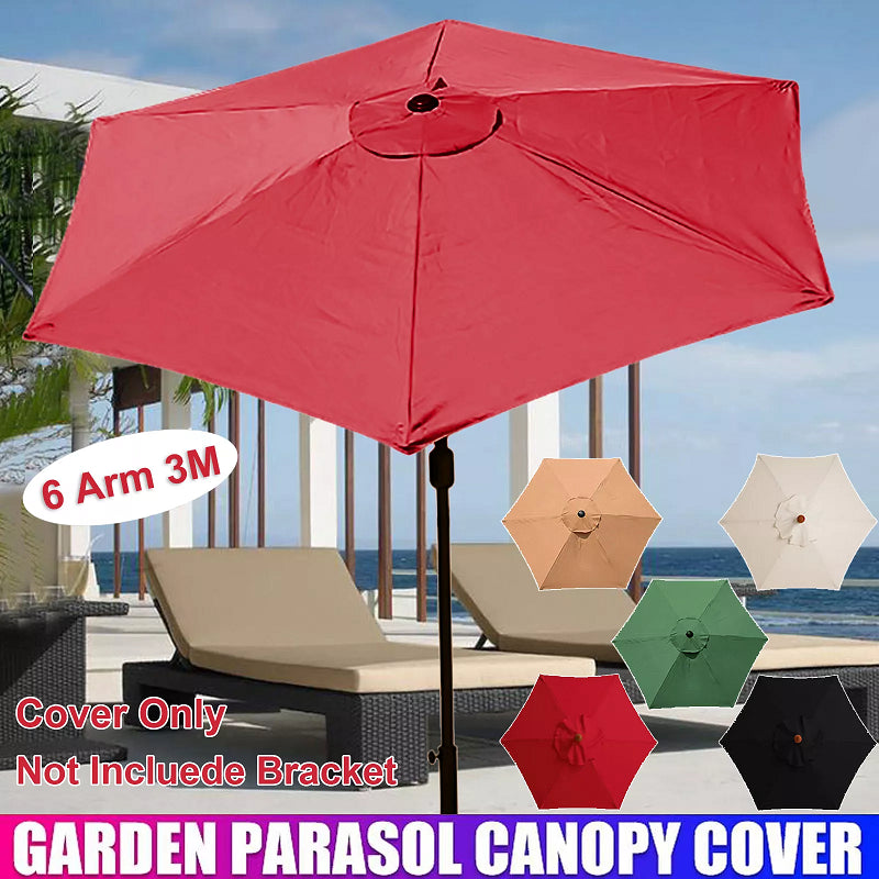 6-Arm 3M Parasol Replacement Cloth Round Garden Umbrella Cover