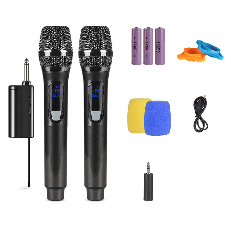 2x Wireless Microphones with Rechargeable Receiver and Battery, 100 ft Range Karaoke