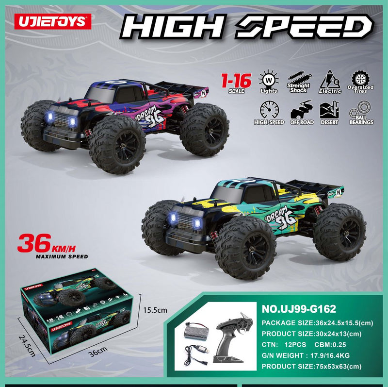 36km/H All Terrains 4WD Electric High Speed RC Truck Off-Road 1:16 Best Toy Gift