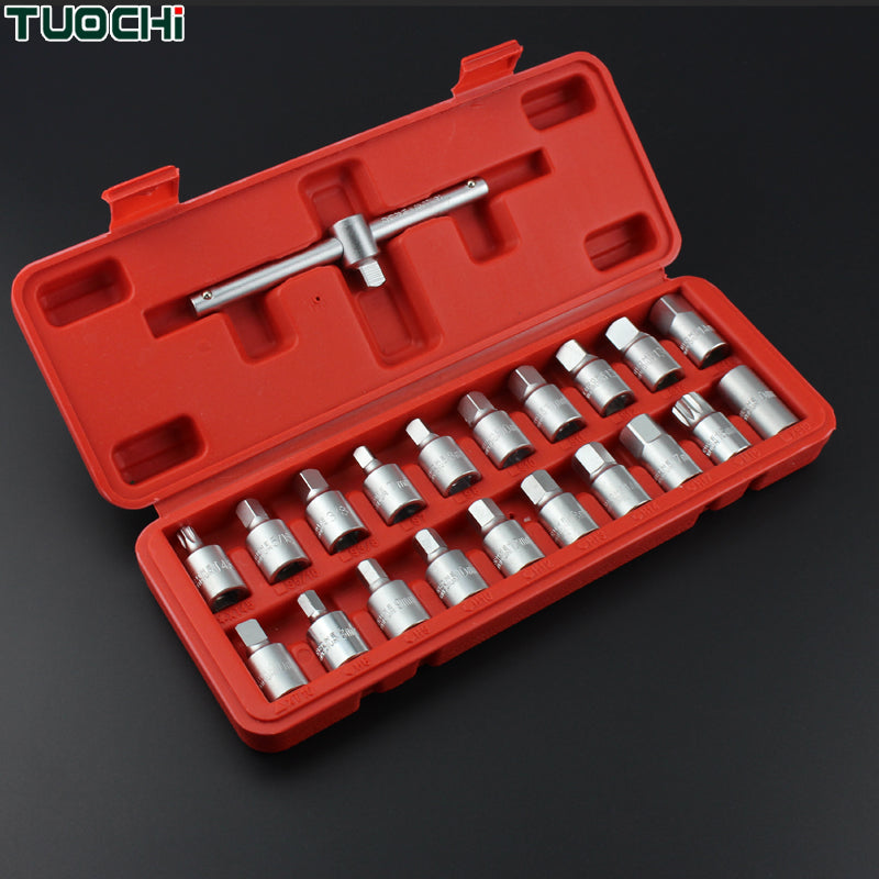 21Pcs Oil Drain Plugs Removal Tool Key Socket Kit